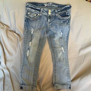 WallFlower Jeans vintage cuff distressed size 7 (A)